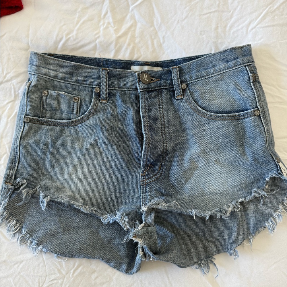 One Teaspoon Denim Frayed Hem Women's Shorts